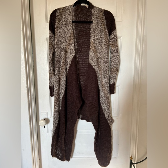 I’m In Love With Derek long brown & tan open-front sweater GUC - Picture 1 of 5